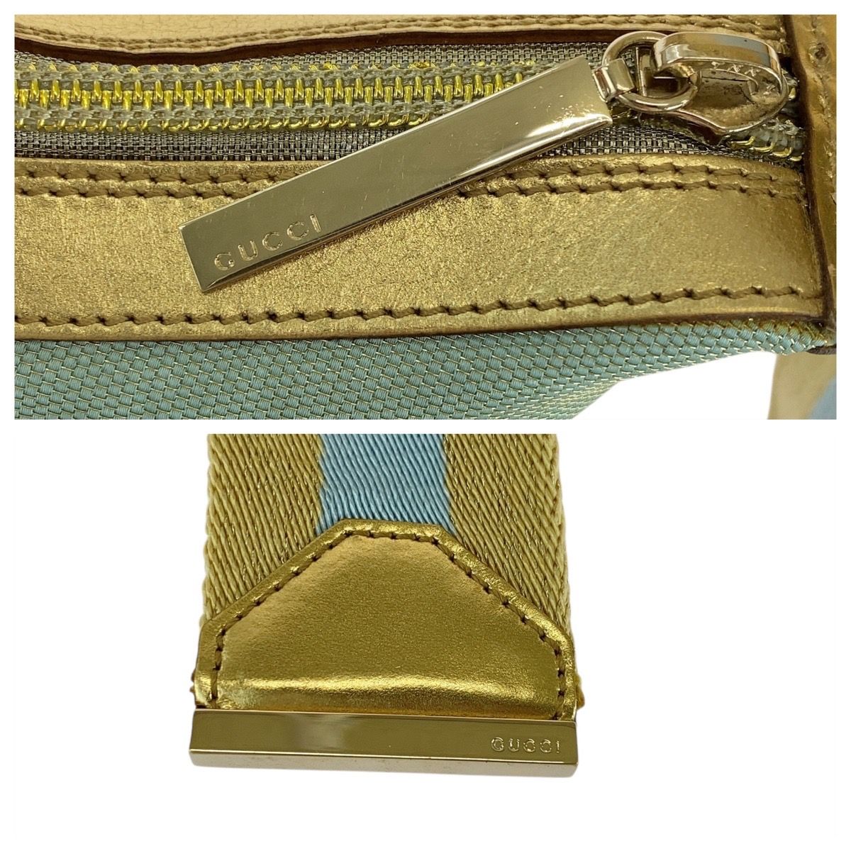 Gucci Sherry Line Green Gold Canvas 001 Hobo Shoulder Bag — view 5