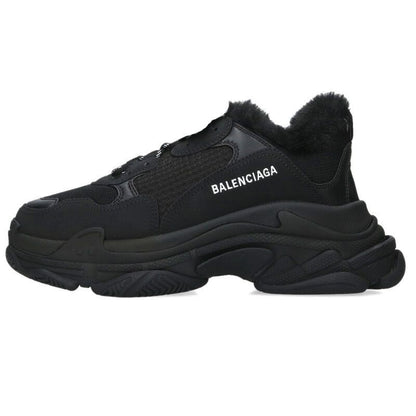 Balenciaga Triple S Fur Lace Up Sneakers