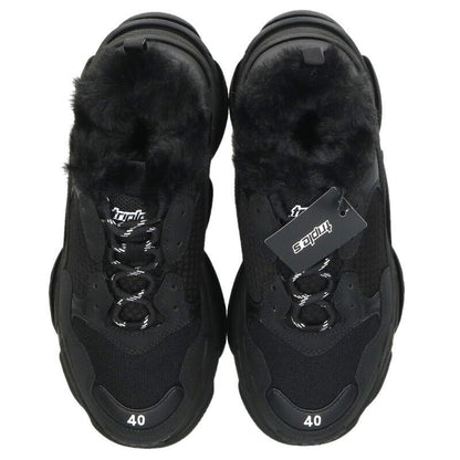 Balenciaga Triple S Fur Lace Up Sneakers — view 4