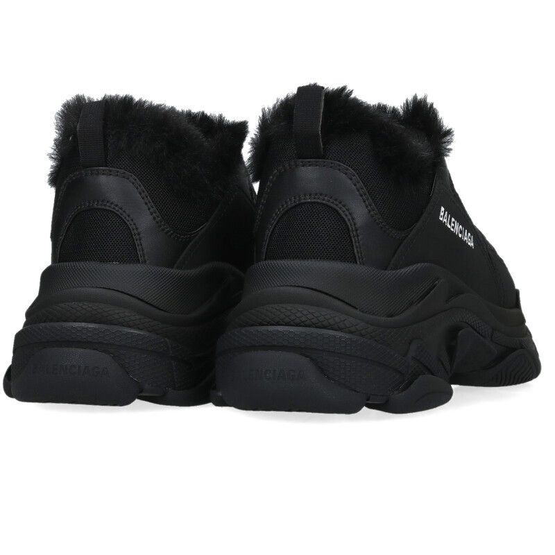 Balenciaga Triple S Fur Lace Up Sneakers — view 2