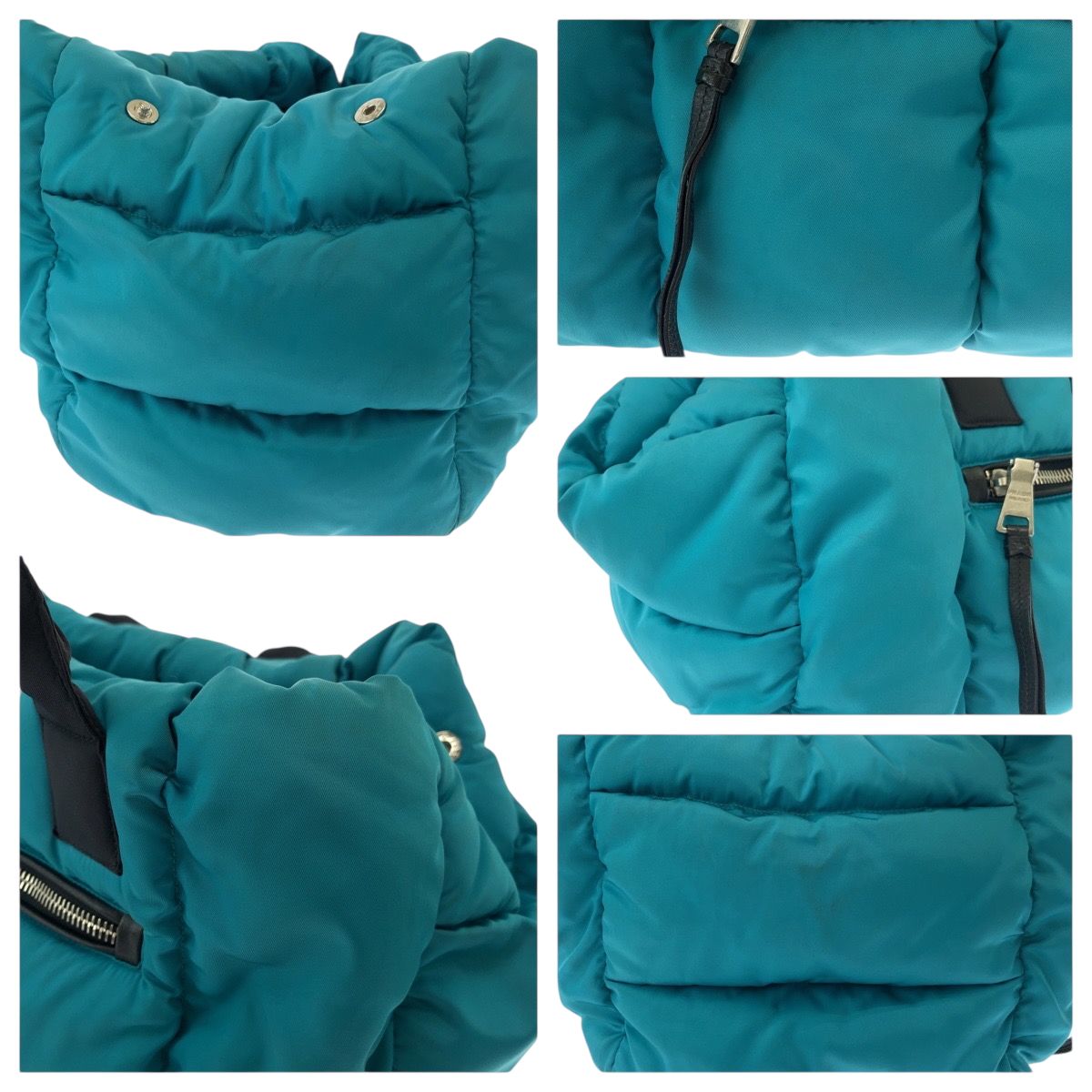 Prada Tessuto Bomber Turquoise Black Nylon Shoulder Bag Tote 2-Way — view 6