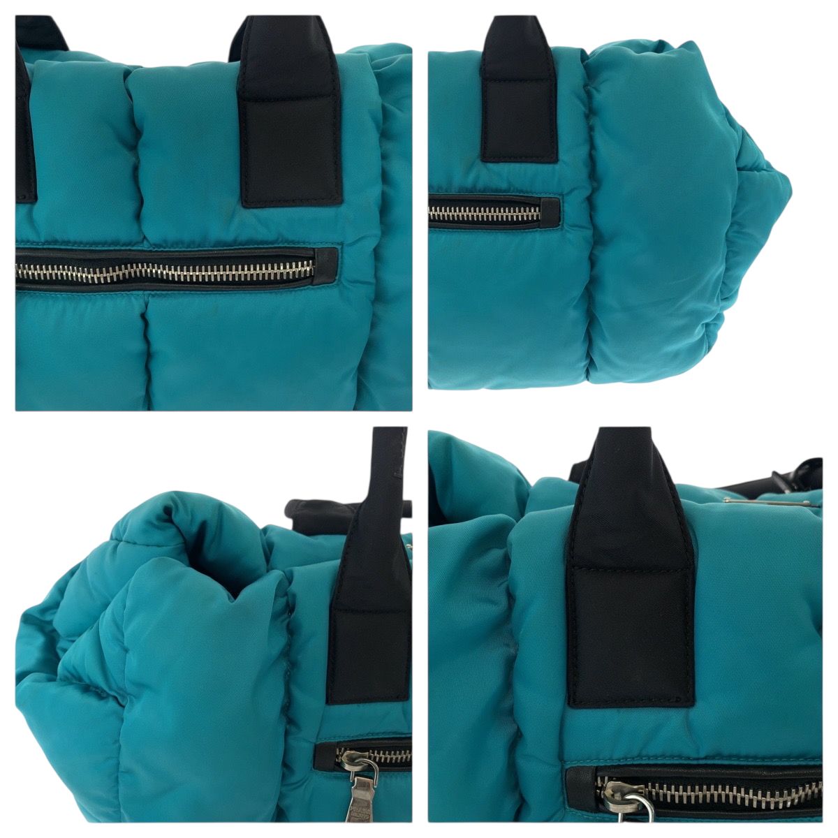 Prada Tessuto Bomber Turquoise Black Nylon Shoulder Bag Tote 2-Way — view 5