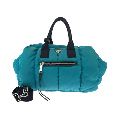 Prada Tessuto Bomber Turquoise Black Nylon Shoulder Bag Tote 2-Way