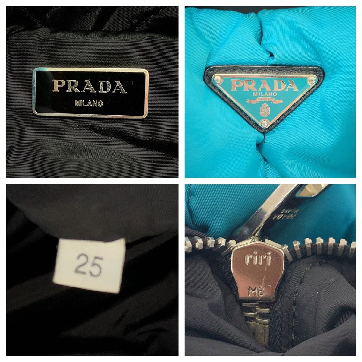 Prada Tessuto Bomber Turquoise Black Nylon Shoulder Bag Tote 2-Way — view 4