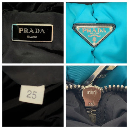 Prada Tessuto Bomber Turquoise Black Nylon Shoulder Bag Tote 2-Way — view 4
