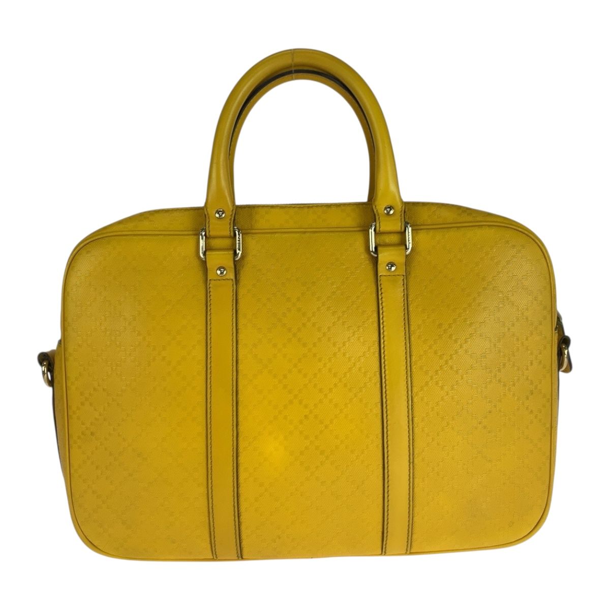Gucci Diamante Yellow Silver Leather Business Briefcase — view 2