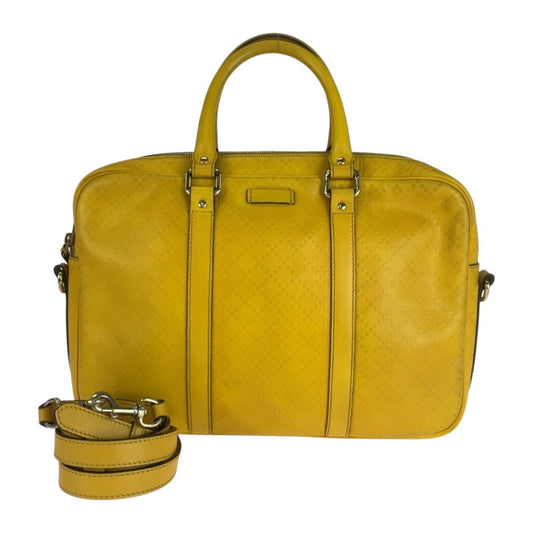 Gucci Diamante Yellow Silver Leather Business Briefcase