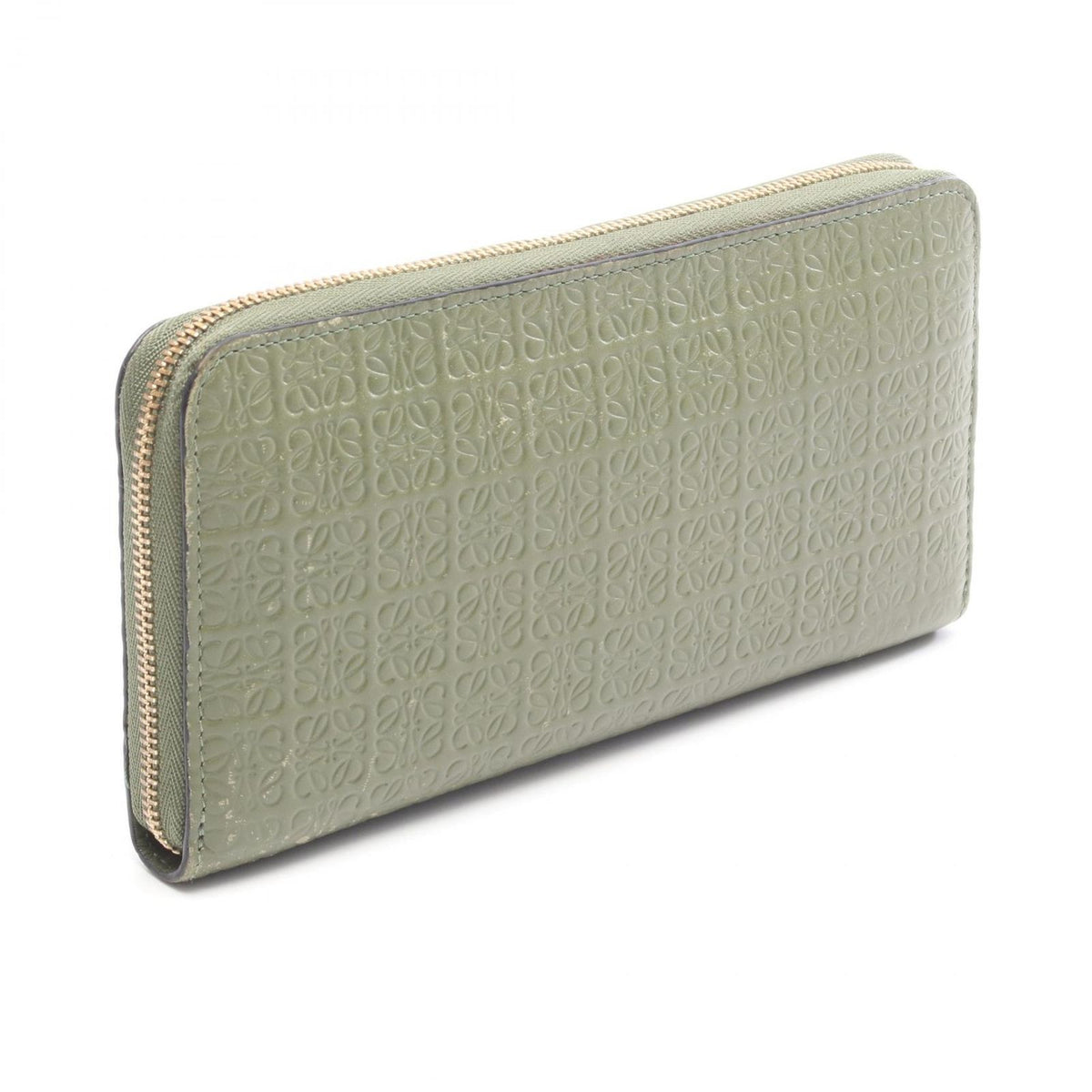 Loewe Round Wallet Repeat Anagram Khaki Green Leather — view 2