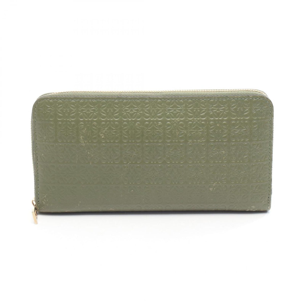 Loewe Round Wallet Repeat Anagram Khaki Green Leather