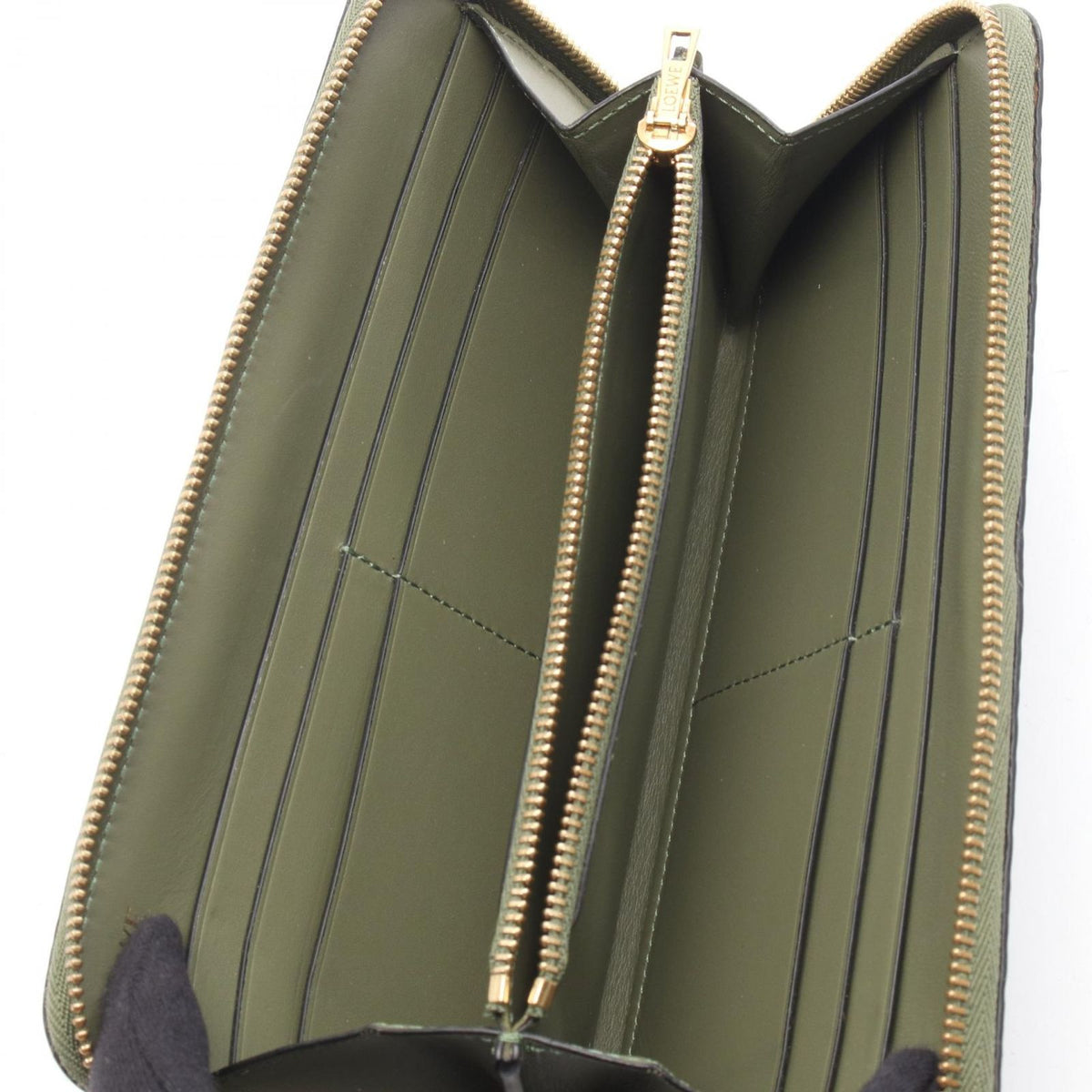Loewe Round Wallet Repeat Anagram Khaki Green Leather — view 3