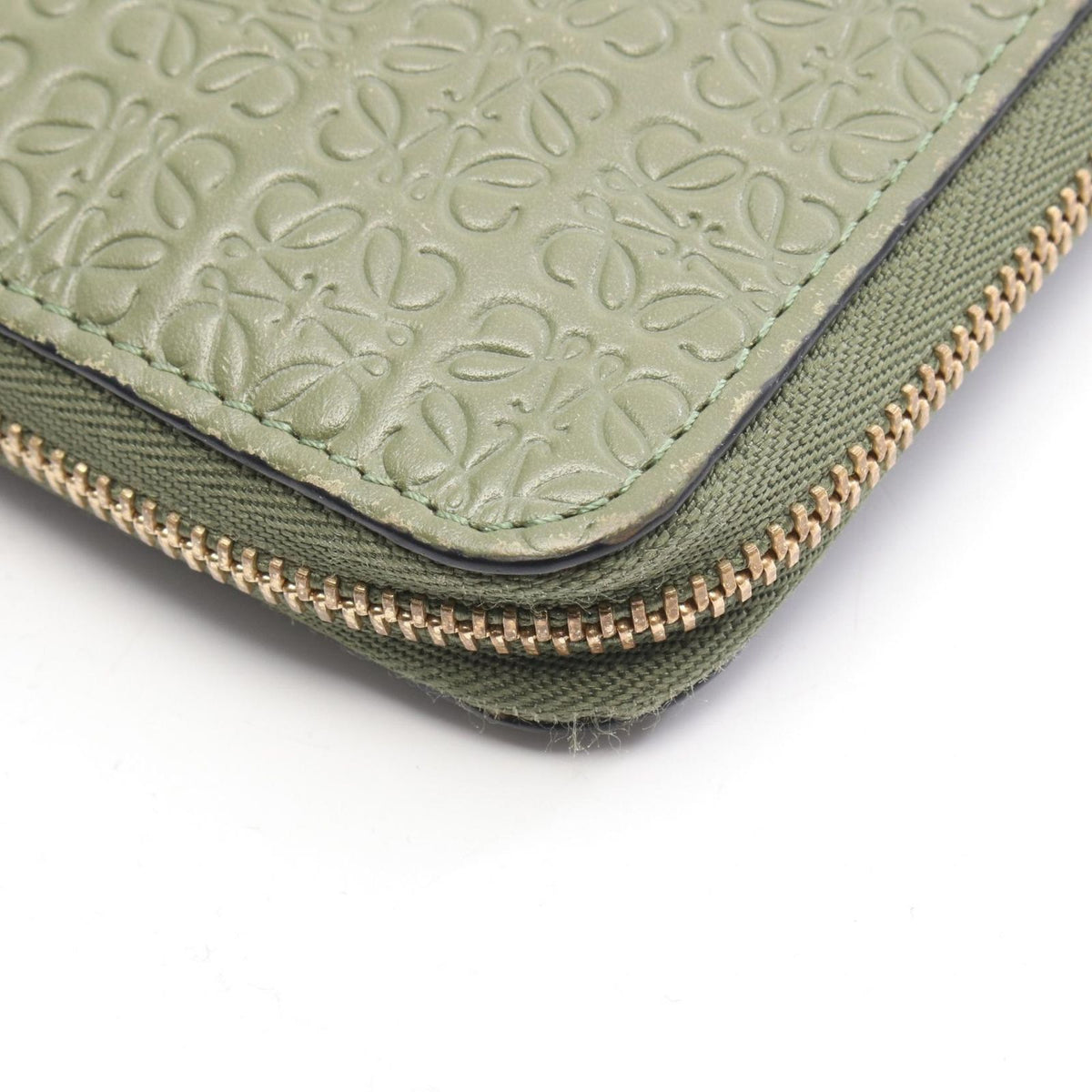 Loewe Round Wallet Repeat Anagram Khaki Green Leather — view 8