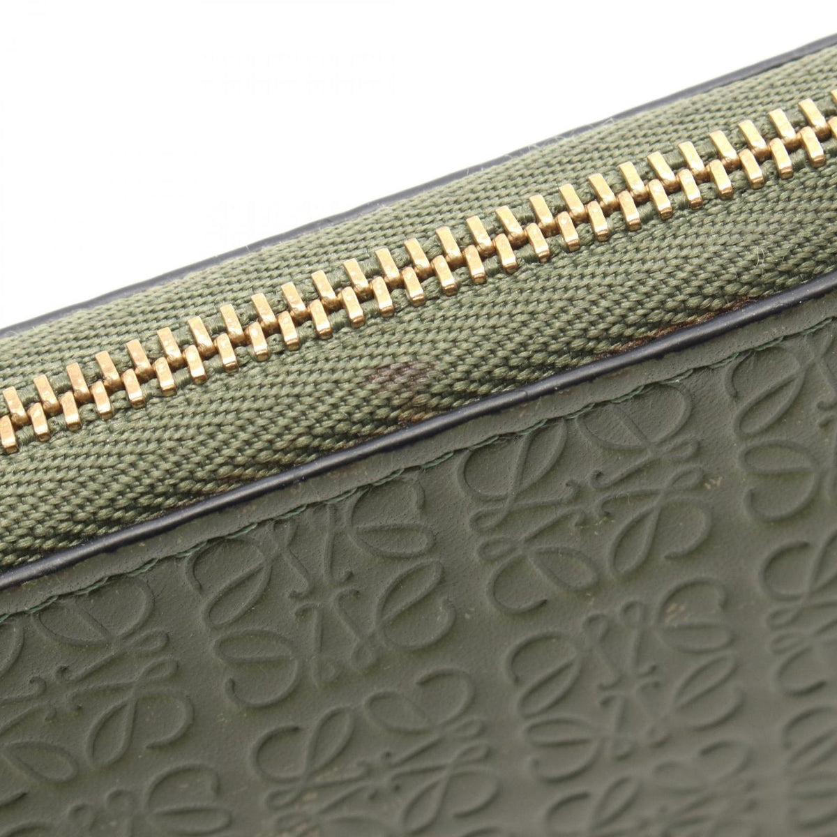 Loewe Round Wallet Repeat Anagram Khaki Green Leather — view 6