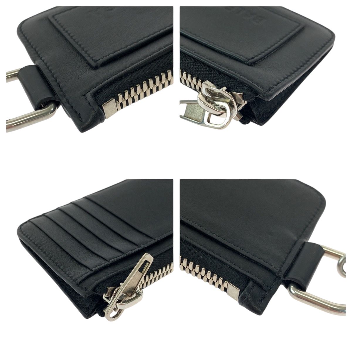 Balenciaga Logo Black Leather Chain Coin Case Fragment Card — view 4