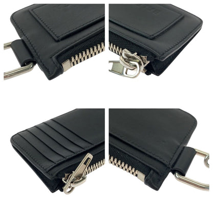 Balenciaga Logo Black Leather Chain Coin Case Fragment Card — view 4
