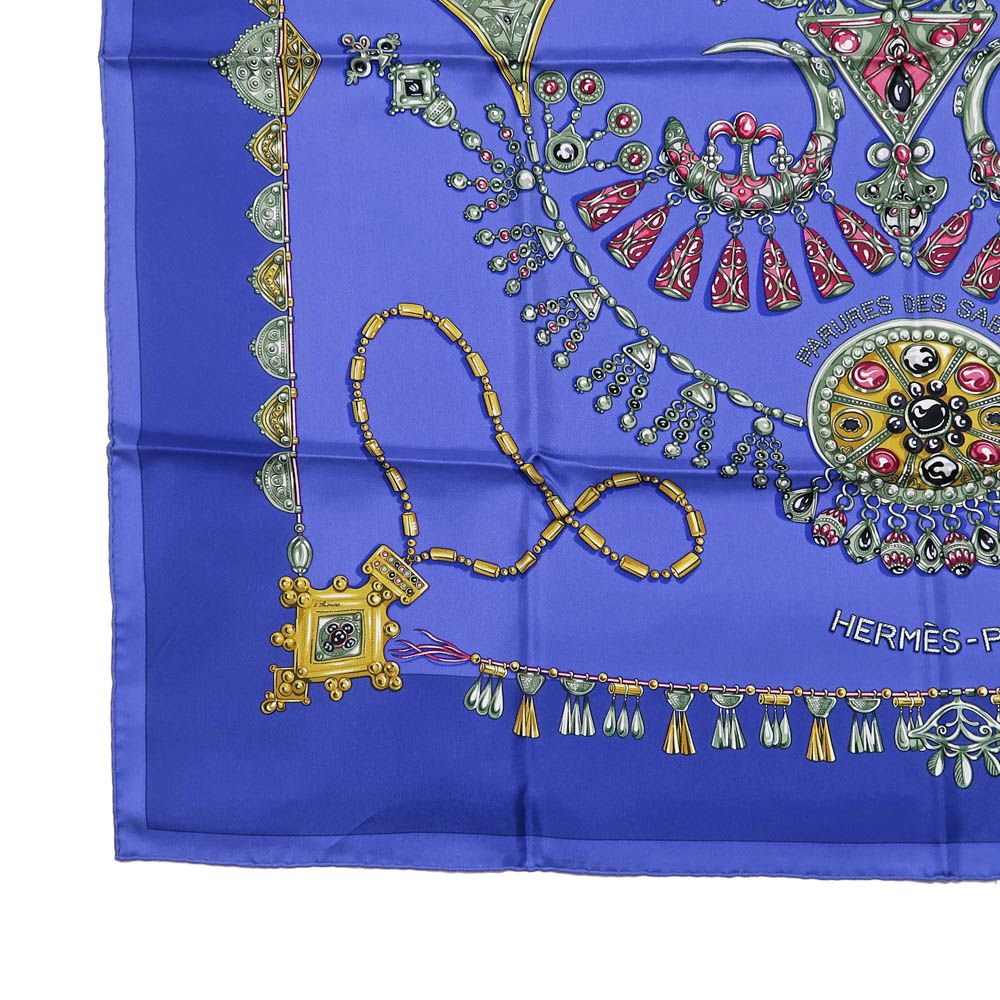 Hermes Carre 90 Scarf Desert 100% Silk Multicolor Blue — view 4