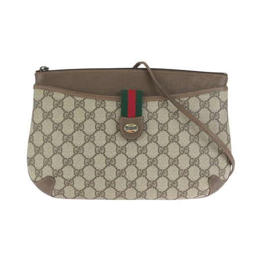 Gucci Vintage Sherry Line Beige Brown GG Supreme Canvas Shoulder Bag