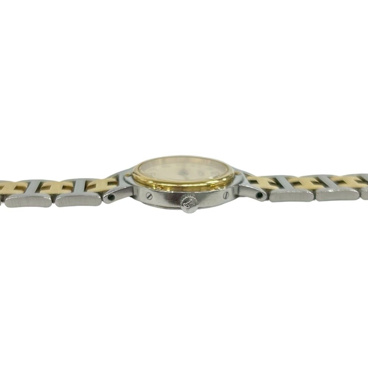 Hermes Vintage Clipper Stainless Steel Quartz Watch Wrist Silver Gold — view 7