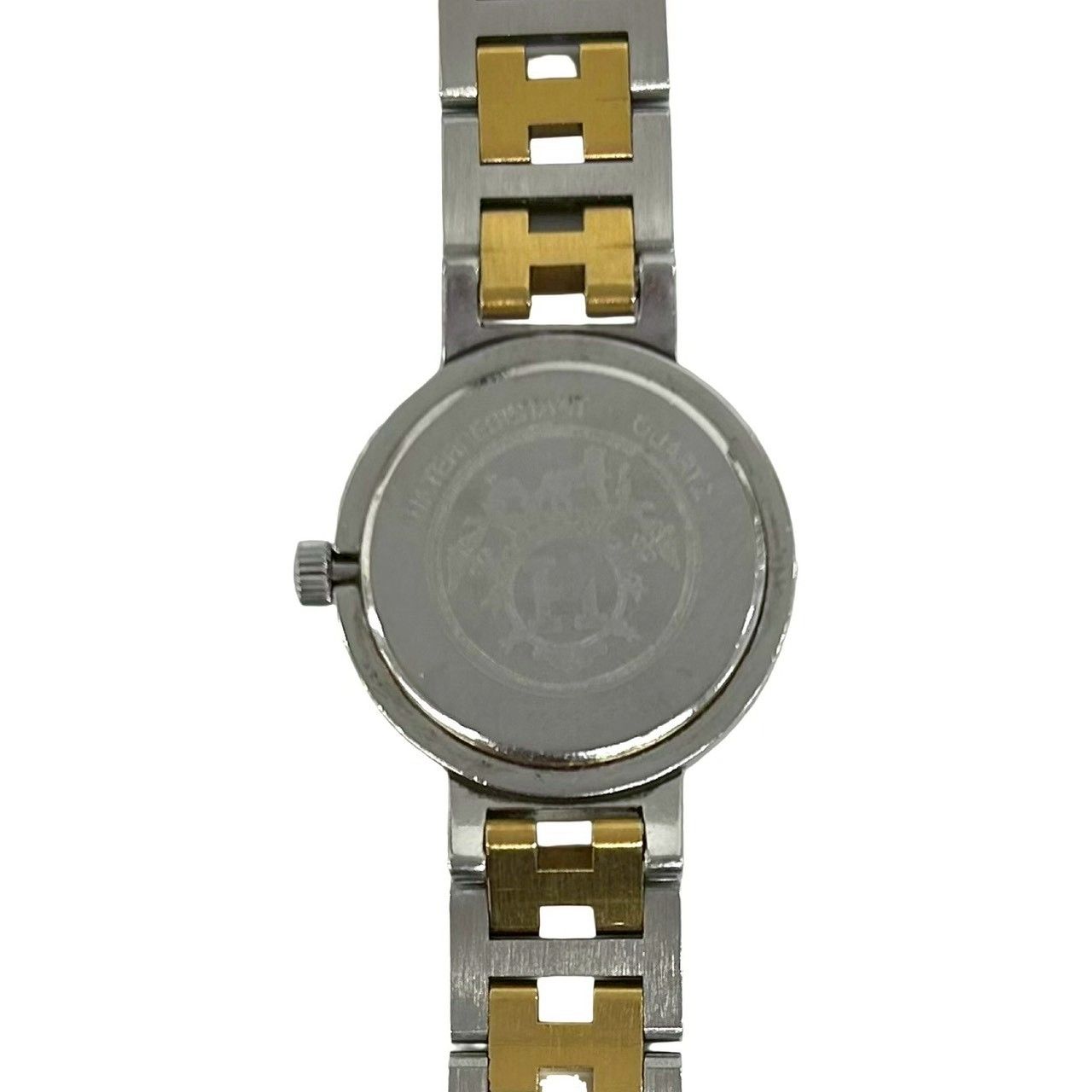 Hermes Vintage Clipper Stainless Steel Quartz Watch Wrist Silver Gold — view 4