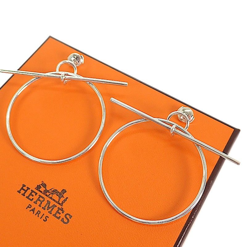 Hermes Loop MM 00 Earrings 925 Sterling Silver