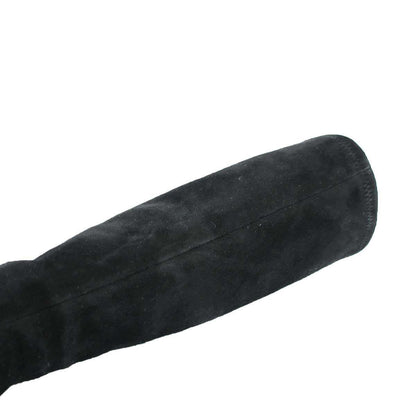 Chanel Back Zip Suede Leather Long Boots Black — view 6