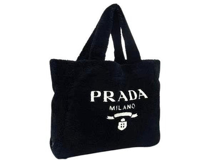 Prada Handbag Terry Tote Black Pile