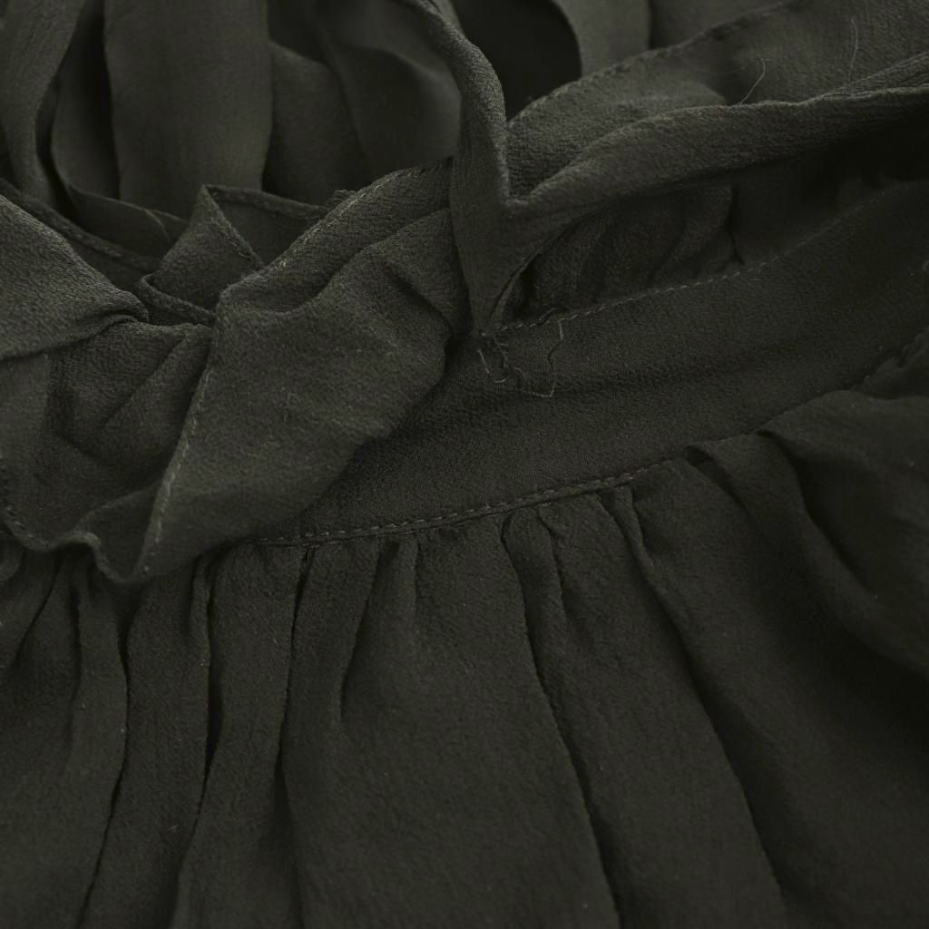 Saint Laurent Paris Bowtie Ruffle Sheer Silk Blouse Fly Button 36 Black — view 6