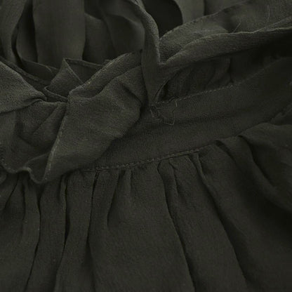 Saint Laurent Paris Bowtie Ruffle Sheer Silk Blouse Fly Button 36 Black — view 6