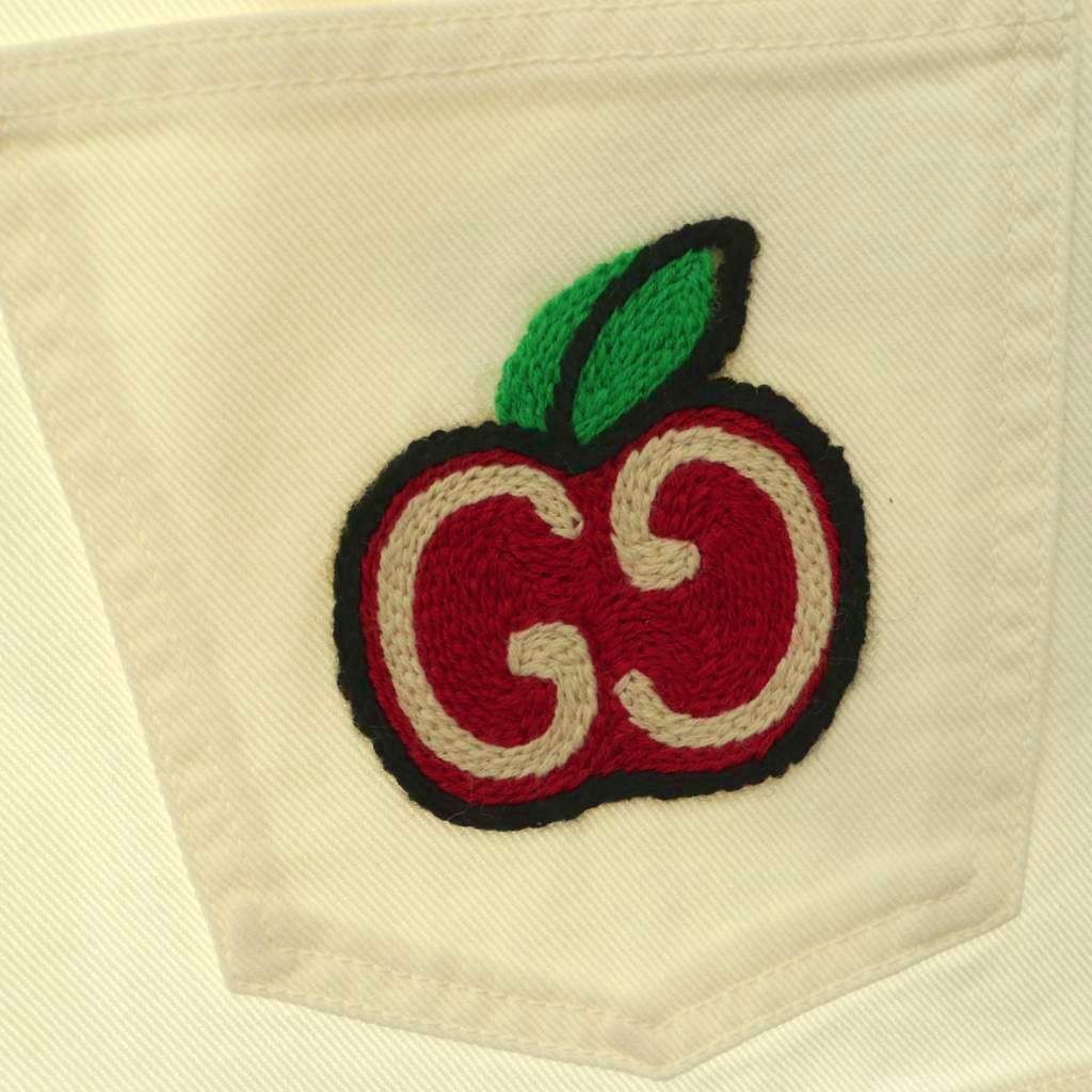 Gucci GG Apple White Denim Shorts Zipper Fly Cotton 20 — view 7