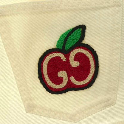 Gucci GG Apple White Denim Shorts Zipper Fly Cotton 20 — view 7