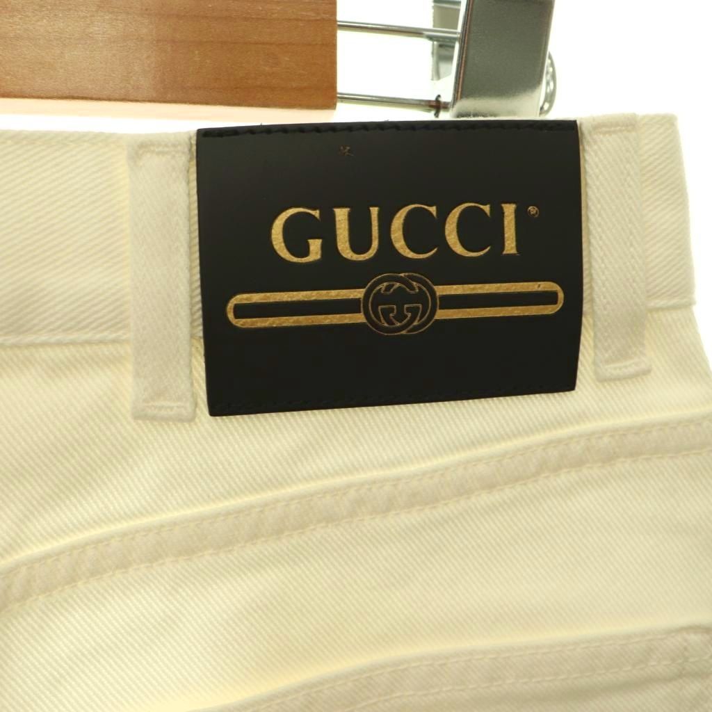 Gucci GG Apple White Denim Shorts Zipper Fly Cotton 20 — view 6