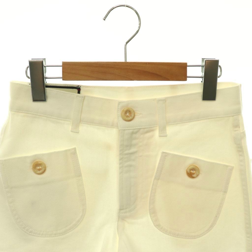 Gucci GG Apple White Denim Shorts Zipper Fly Cotton 20 — view 3