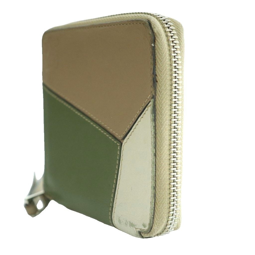 Loewe Anagram Puzzle Compact Zip Wallet Bifold Leather Multicolor Mocha White SS — view 3