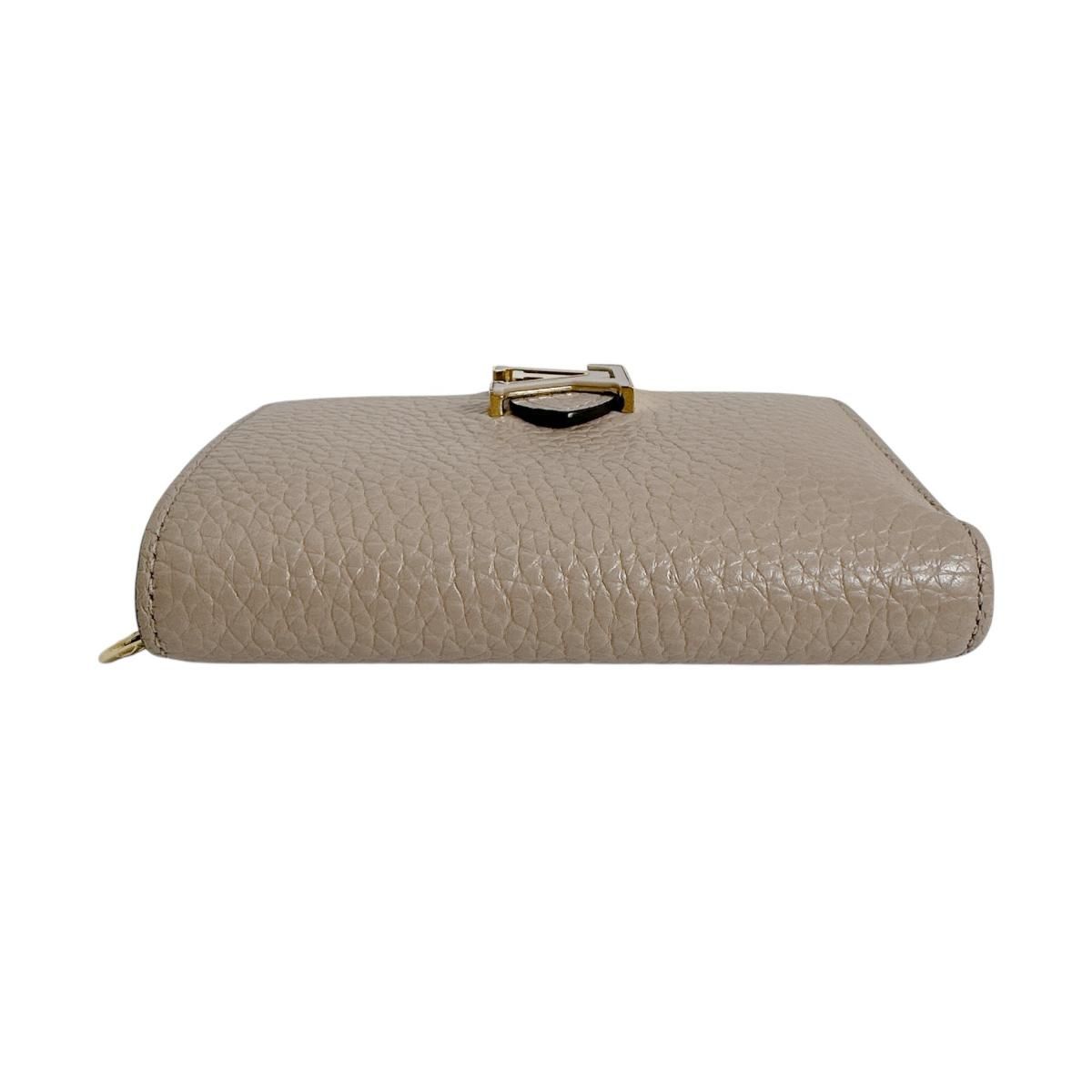 Louis Vuitton Taurillon Leather Bifold Wallet Vertical Compact Beige — view 4