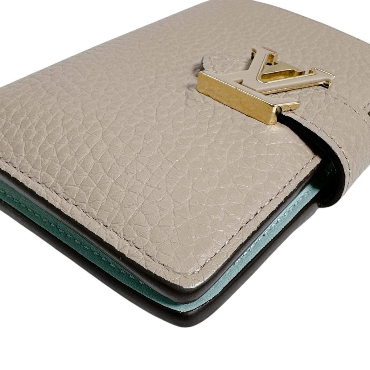 Louis Vuitton Taurillon Leather Bifold Wallet Vertical Compact Beige — view 5