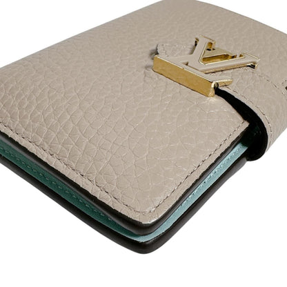 Louis Vuitton Taurillon Leather Bifold Wallet Vertical Compact Beige — view 5