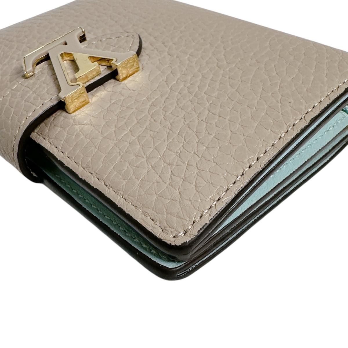 Louis Vuitton Taurillon Leather Bifold Wallet Vertical Compact Beige — view 6