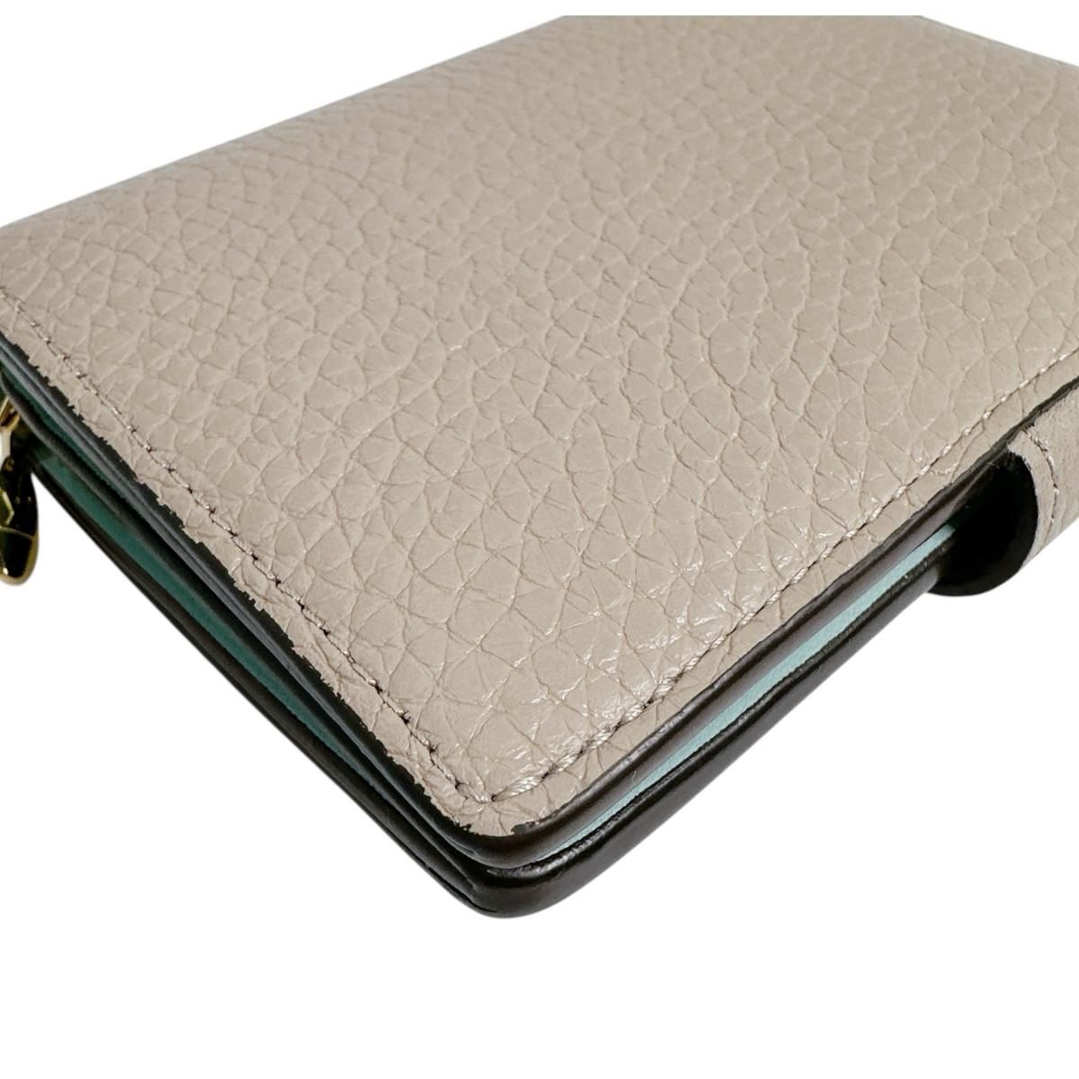 Louis Vuitton Taurillon Leather Bifold Wallet Vertical Compact Beige — view 7