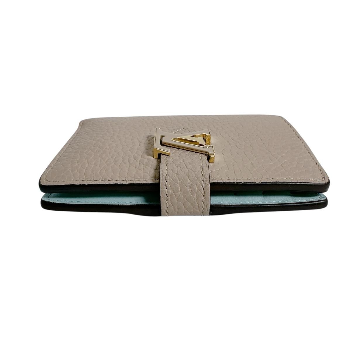 Louis Vuitton Taurillon Leather Bifold Wallet Vertical Compact Beige — view 3