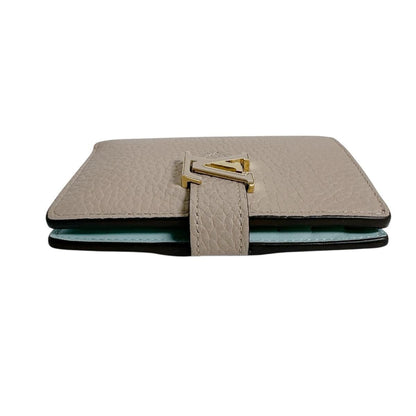 Louis Vuitton Taurillon Leather Bifold Wallet Vertical Compact Beige — view 3