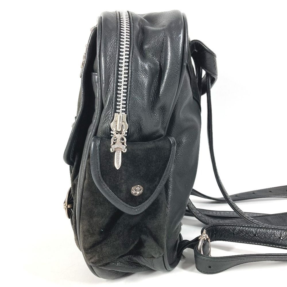 Chrome Hearts Backpack Gunslinger Logo Cross Leather Suede Black — view 6