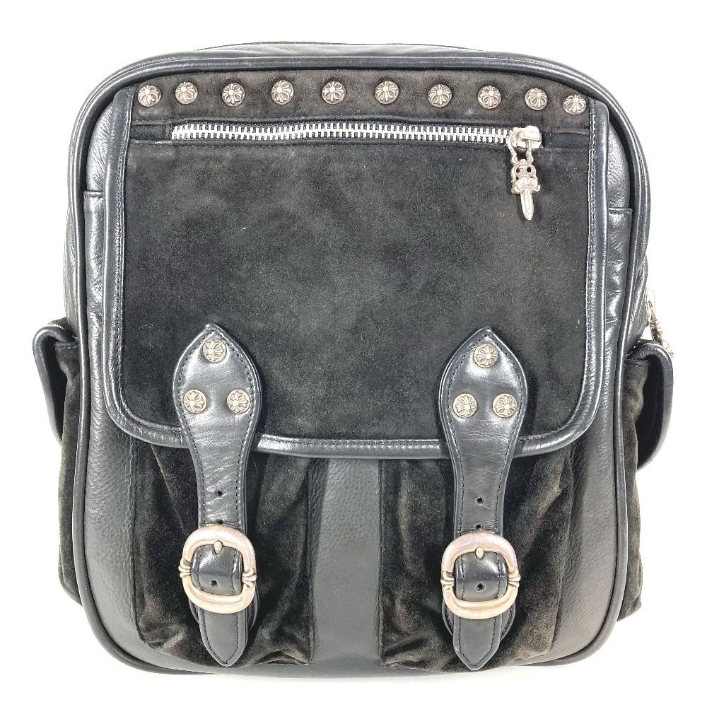 Chrome Hearts Backpack Gunslinger Logo Cross Leather Suede Black
