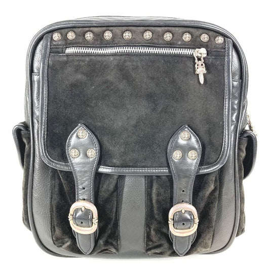 Chrome Hearts Backpack Gunslinger Logo Cross Leather Suede Black