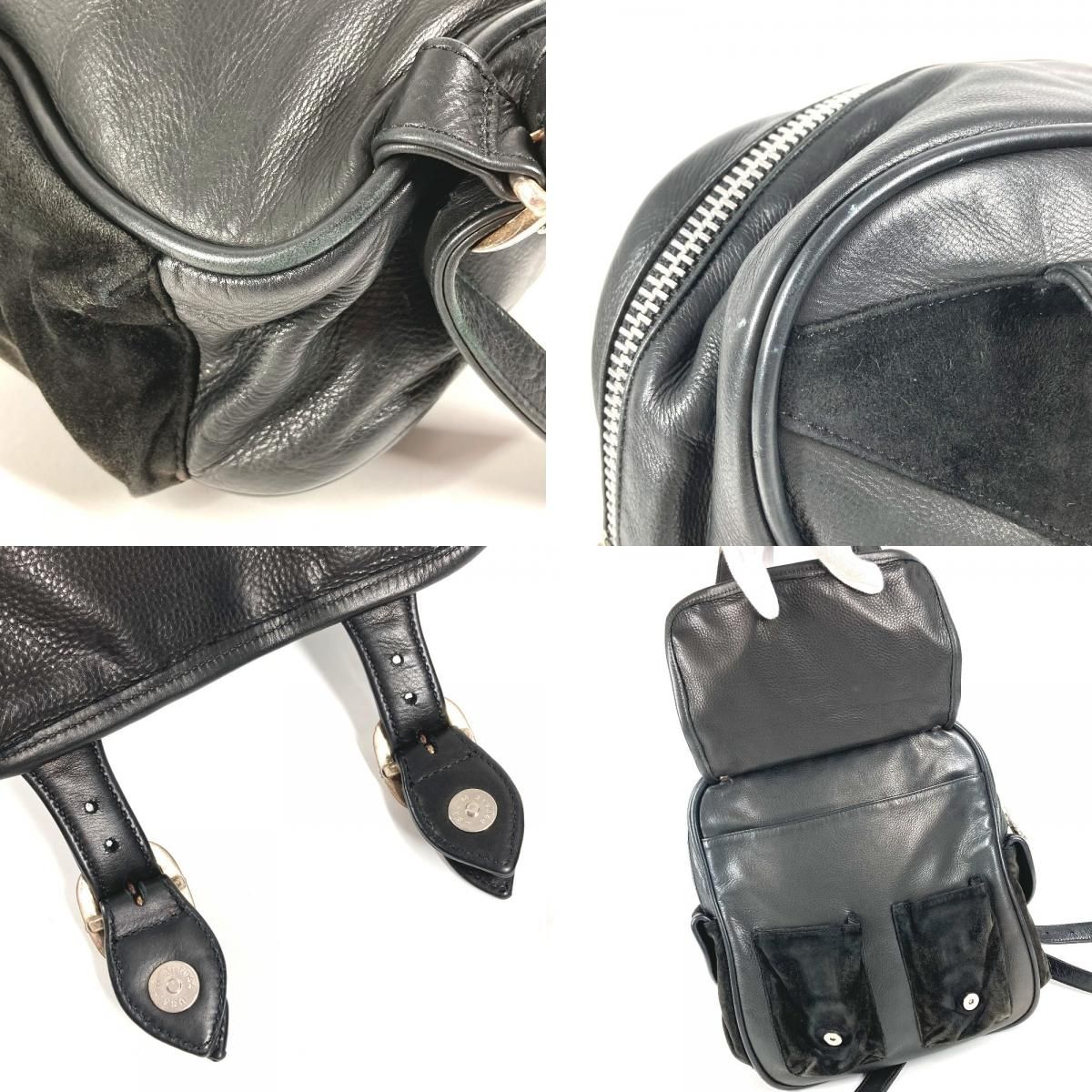 Chrome Hearts Backpack Gunslinger Logo Cross Leather Suede Black — view 8