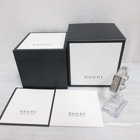 Gucci 127.5 GG Pattern Square Watch Quartz Bangle Silver Color Brown Dial — view 2