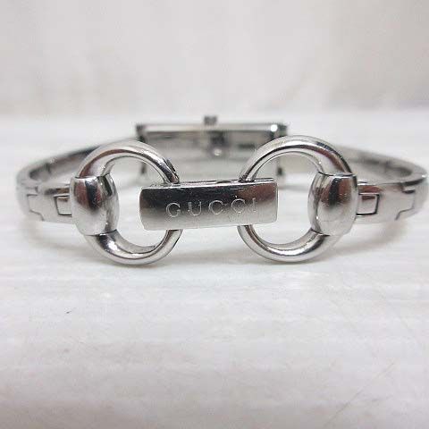 Gucci 127.5 GG Pattern Square Watch Quartz Bangle Silver Color Brown Dial — view 7