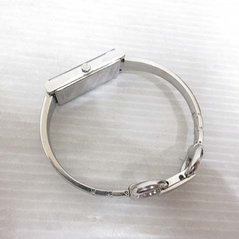Gucci 127.5 GG Pattern Square Watch Quartz Bangle Silver Color Brown Dial — view 5