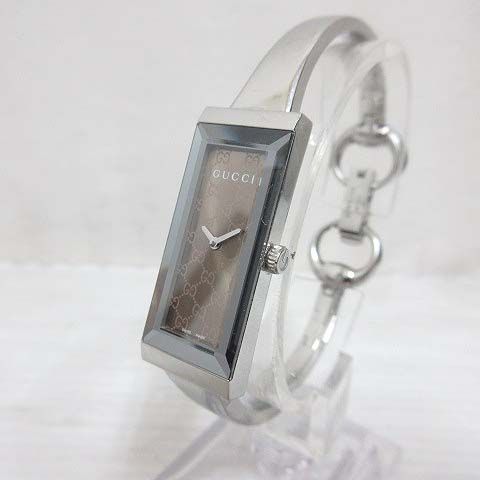 Gucci 127.5 GG Pattern Square Watch Quartz Bangle Silver Color Brown Dial — view 4