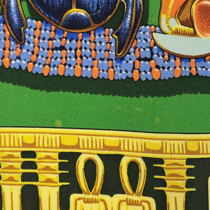 Hermes Carre 90 Tutankhamun Egypt Scarf Silk Green Multicolor — view 5