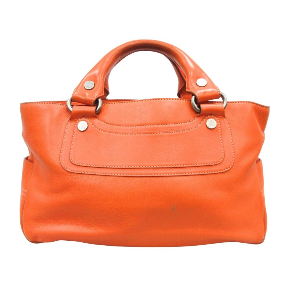 Celine Boogie Hand Tote Bag Leather Log Macadam Vintage Orange