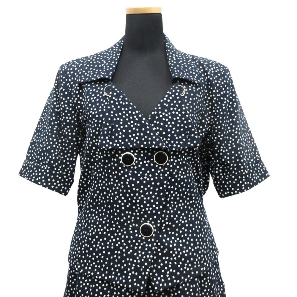 Saint Laurent Jacket & Skirt Set Short Sleeve Vintage M Navy White — view 4